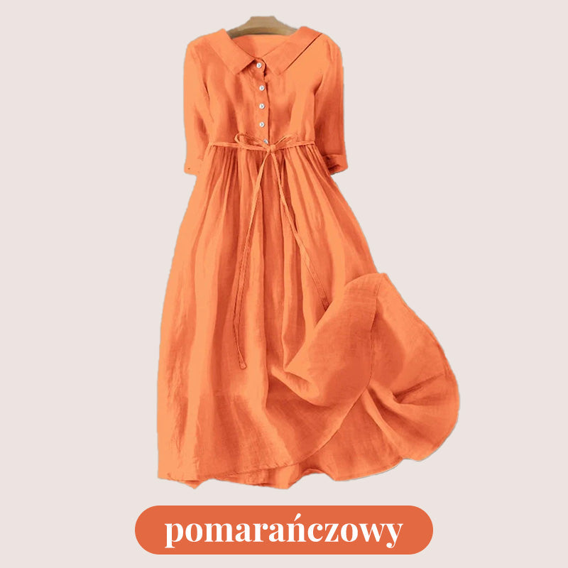 Jednokolorowa, oddychająca sukienka z wiązaniem w pasie