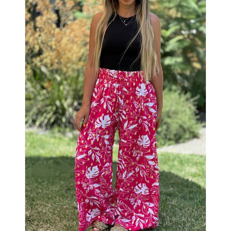 💖 Damskie spodnie z szerokimi nogawkami z nadrukiem