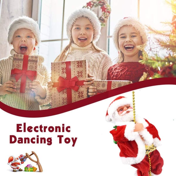 🎄Elektryczna zabawka muzyczna przedstawiająca Świętego Mikołaja wspinającego się po kominie