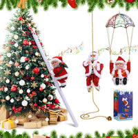 🎄Elektryczna zabawka muzyczna przedstawiająca Świętego Mikołaja wspinającego się po kominie