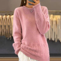 💖Damski sweter z dzianiny w jednolitym kolorze w stylu retro