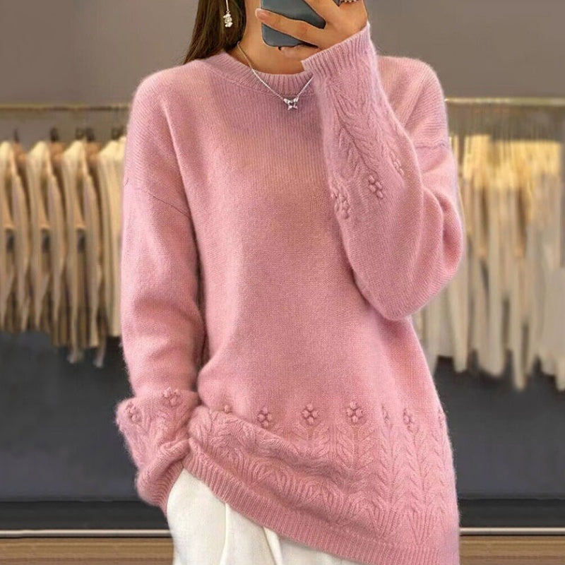💖Damski sweter z dzianiny w jednolitym kolorze w stylu retro