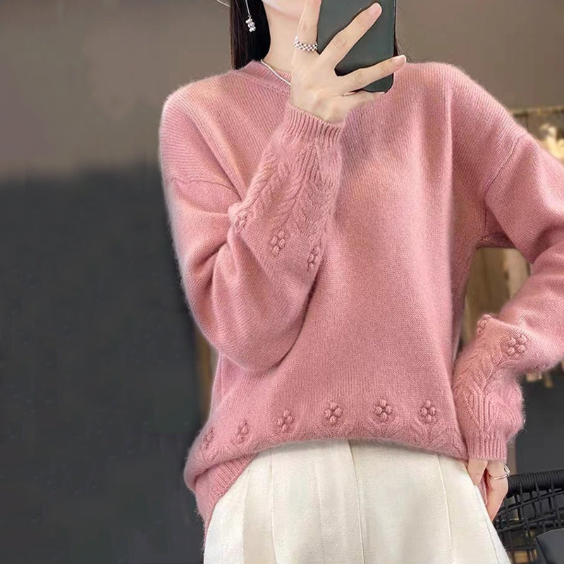 💖Damski sweter z dzianiny w jednolitym kolorze w stylu retro