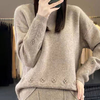 💖Damski sweter z dzianiny w jednolitym kolorze w stylu retro