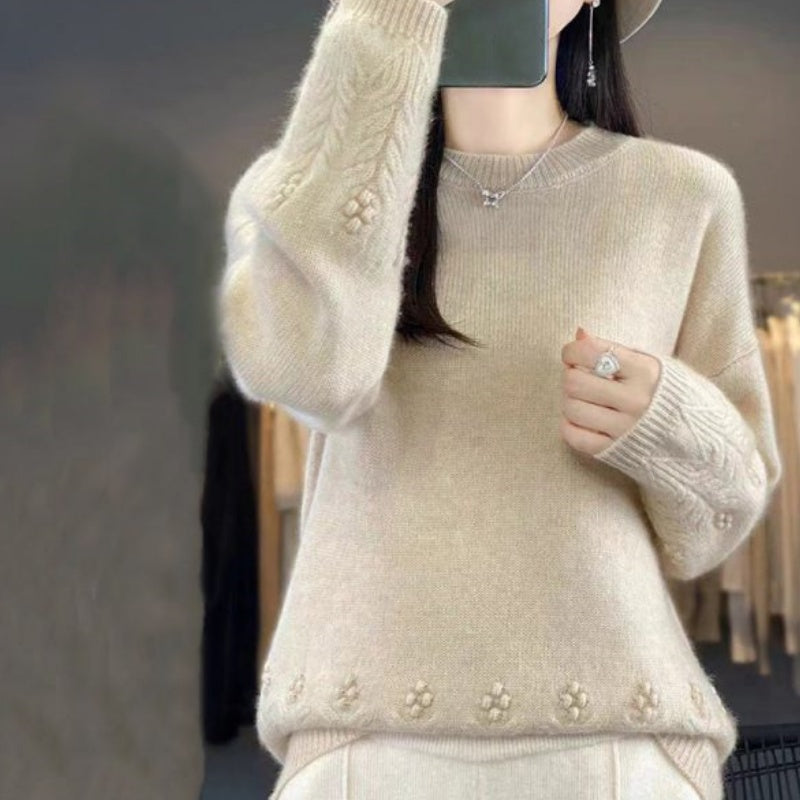 💖Damski sweter z dzianiny w jednolitym kolorze w stylu retro