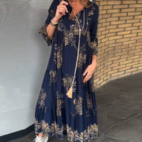 💖Luźna sukienka v-neck w stylu vintage