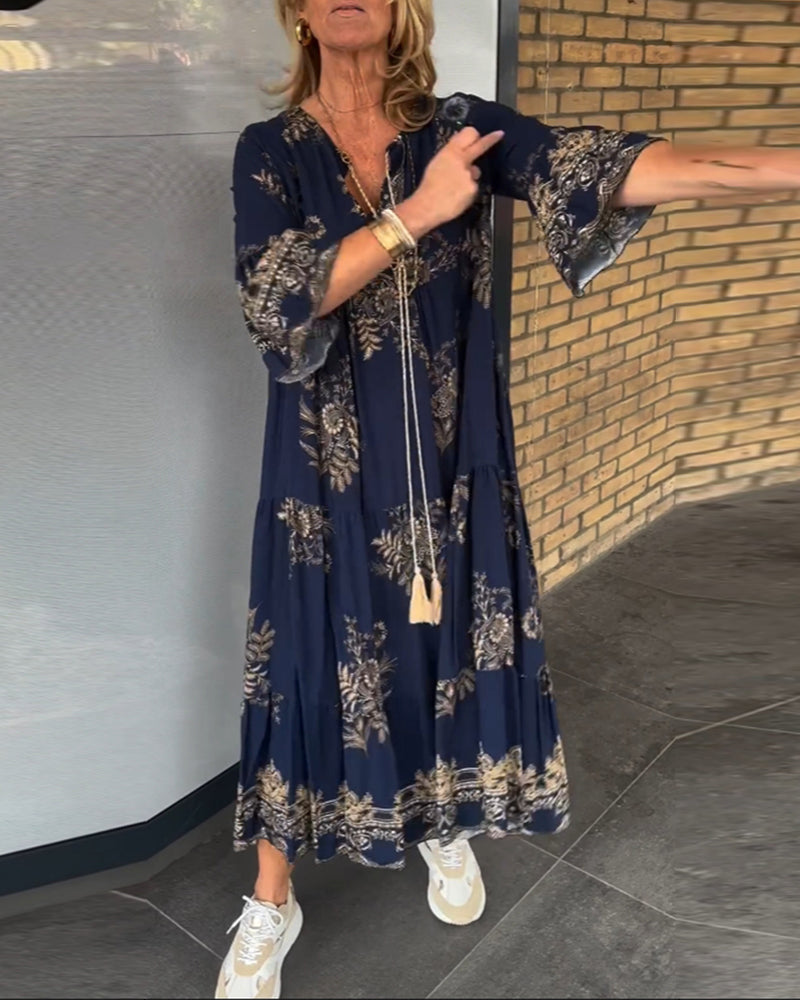 💖Luźna sukienka v-neck w stylu vintage
