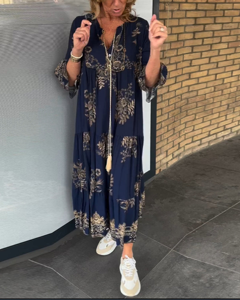 💖Luźna sukienka v-neck w stylu vintage