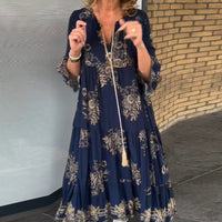 💖Luźna sukienka v-neck w stylu vintage