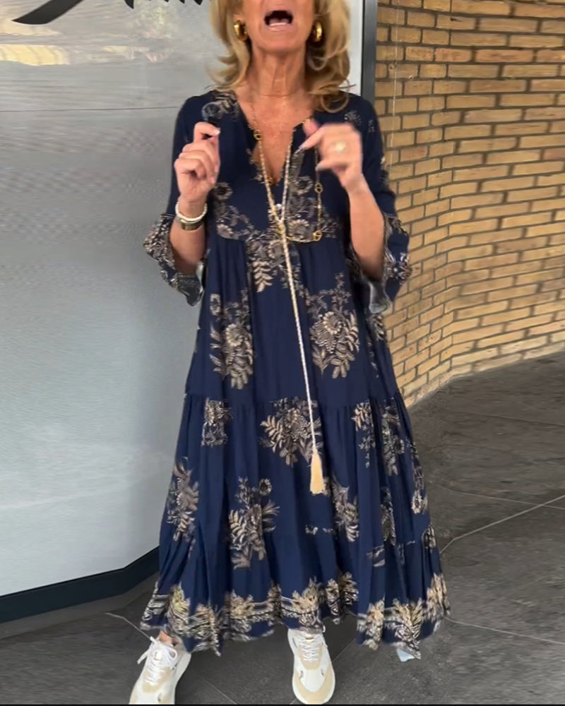 💖Luźna sukienka v-neck w stylu vintage