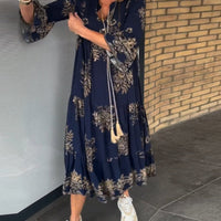 💖Luźna sukienka v-neck w stylu vintage