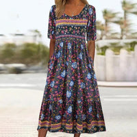 ✨Eleganckie teksturowane sukienki Premium z nadrukiem w stylu boho
