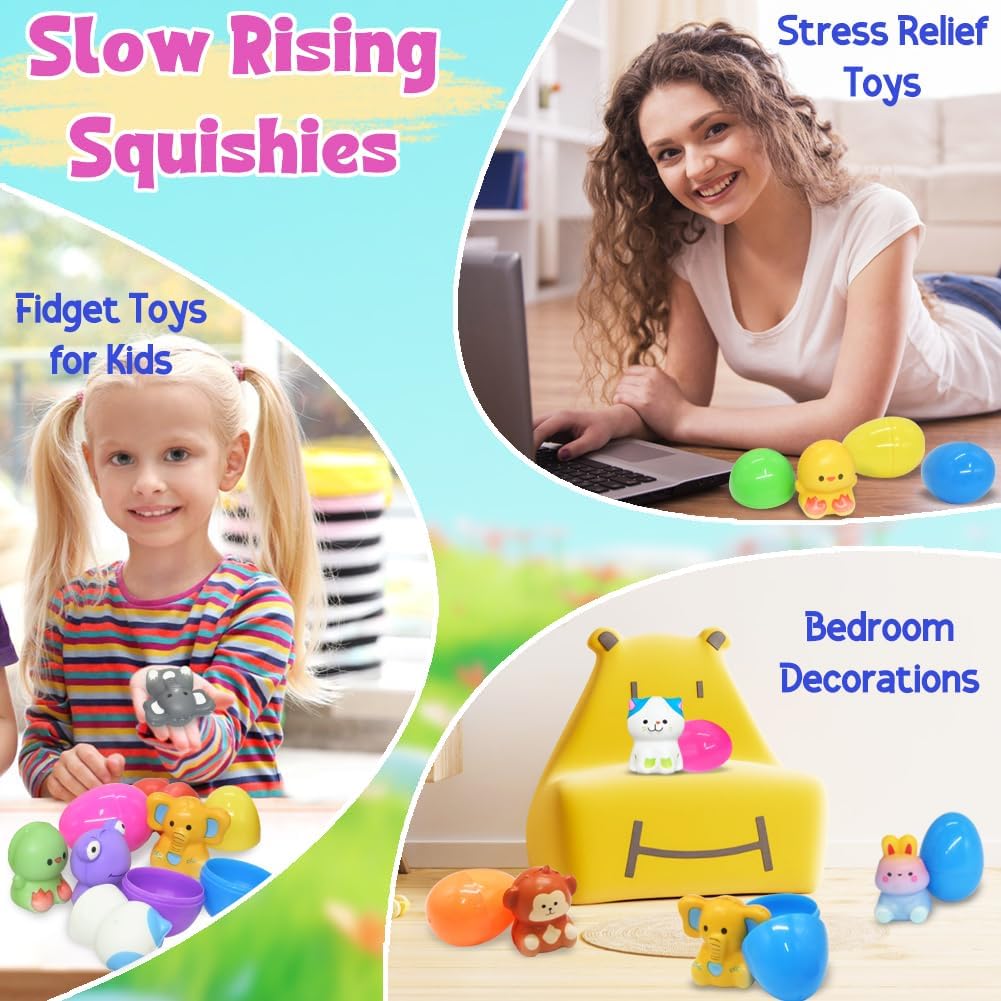 🔥24 szt. jaj wielkanocnych z wypełnieniem, wolno rosnące Squishy Toys 3.21