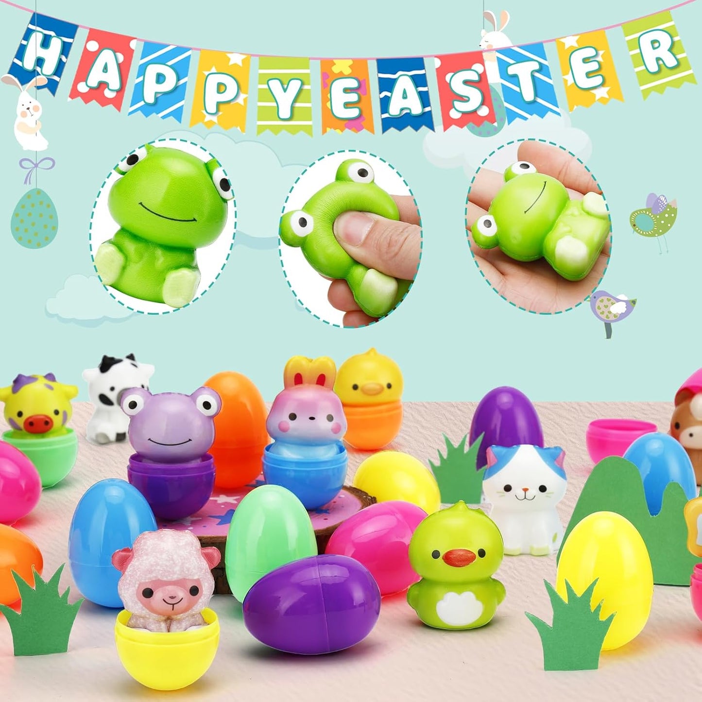🔥24 szt. jaj wielkanocnych z wypełnieniem, wolno rosnące Squishy Toys 3.21