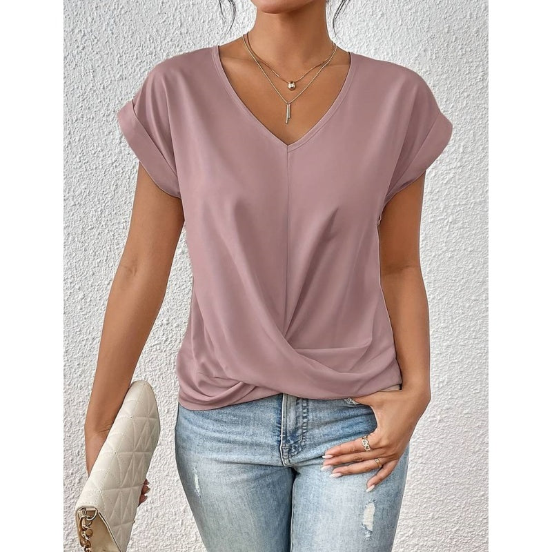 👚 Elegancka casualowa koszulka z krótkim rękawem