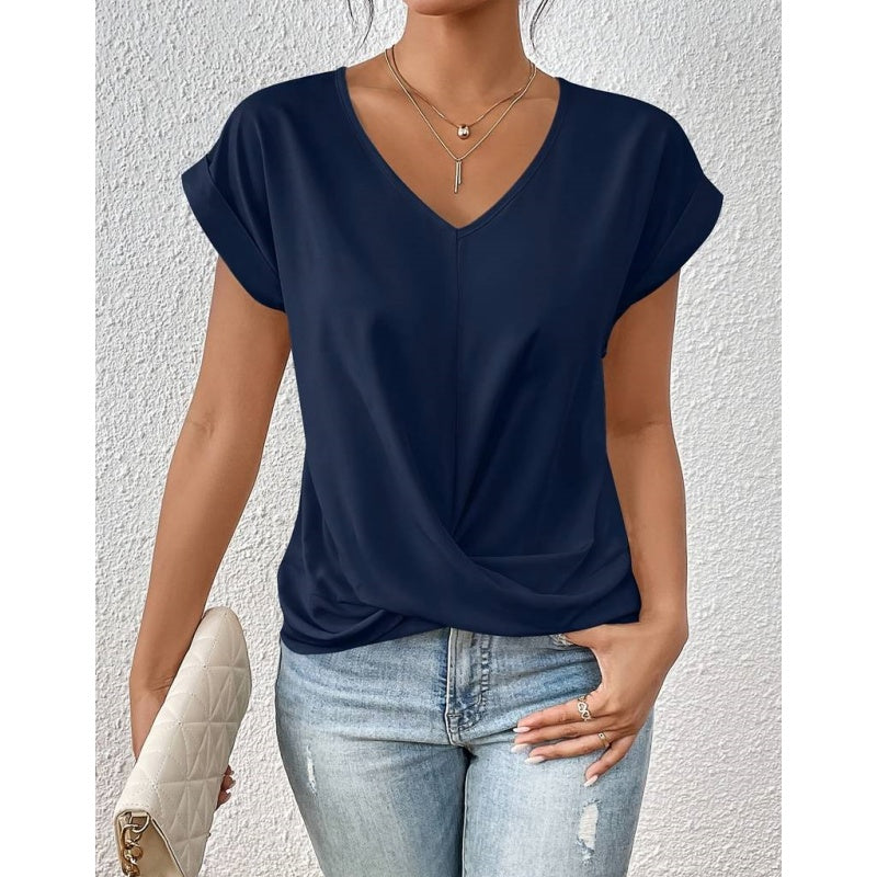 👚 Elegancka casualowa koszulka z krótkim rękawem