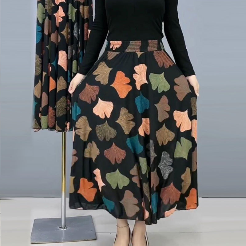 👗Damska długa spódnica plisowana w kwiaty z wysokim stanem