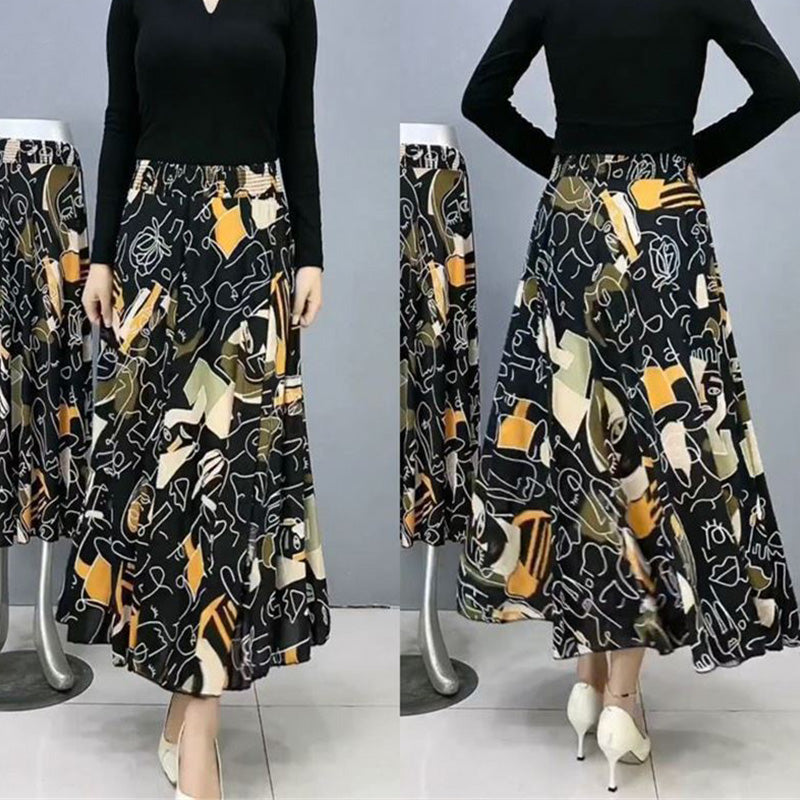 👗Damska długa spódnica plisowana w kwiaty z wysokim stanem