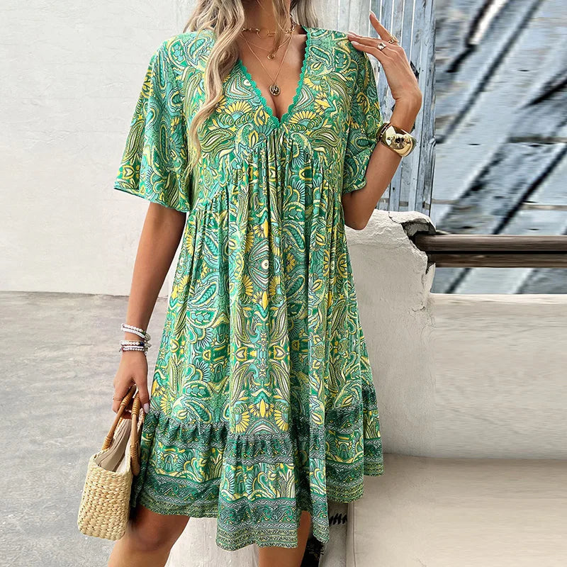 👗Kwiatowe sukienki damskie z dekoltem V