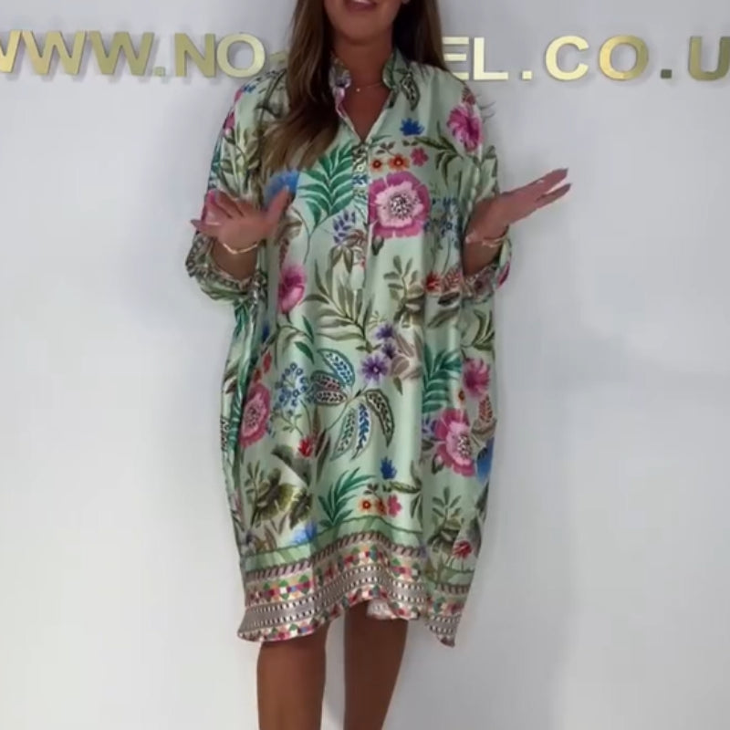 【S-3XL】👗Satynowa sukienka z nadrukiem