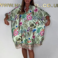 【S-3XL】👗Satynowa sukienka z nadrukiem