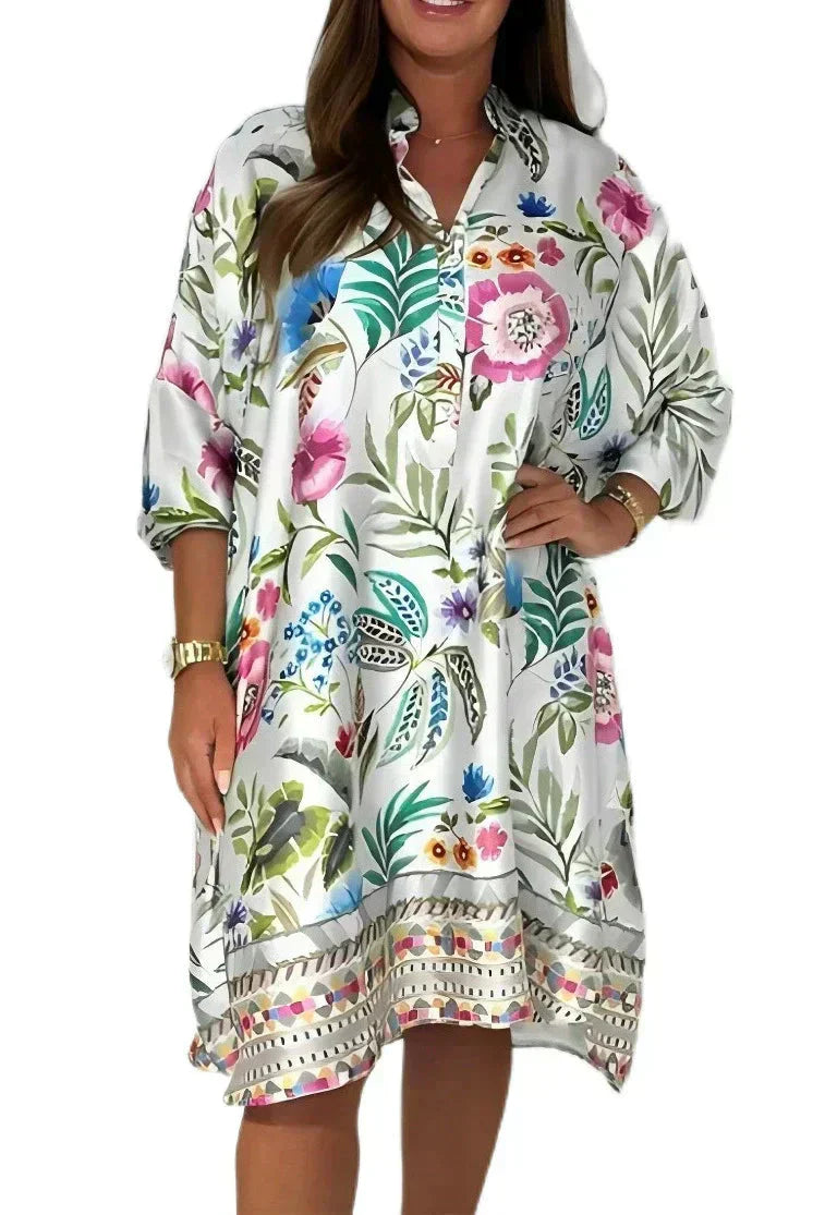 【S-3XL】👗Satynowa sukienka z nadrukiem