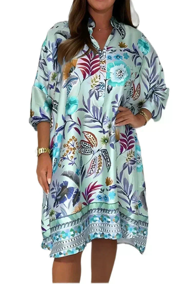【S-3XL】👗Satynowa sukienka z nadrukiem