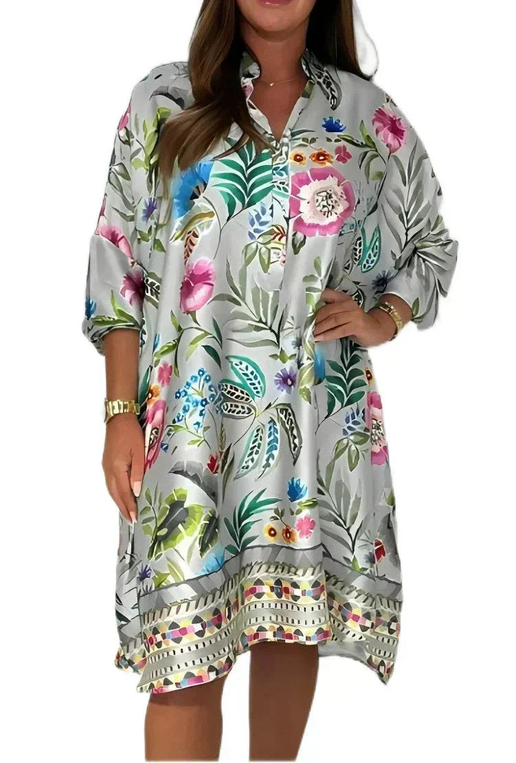 【S-3XL】👗Satynowa sukienka z nadrukiem