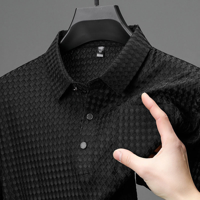 【M-2XL】👕Męska teksturowana koszula z krótkim rękawem
