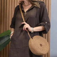 👗 Elegancka sukienka oversize z kapturem - długie rękawy i trendowe rozcięcie