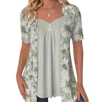 👚Damski patchworkowy top w nieregularne kwiaty✨