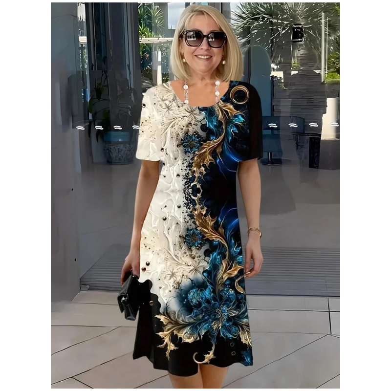 👗Letnia sukienka damska w trójwymiarowy kwiatowy wzór ✨