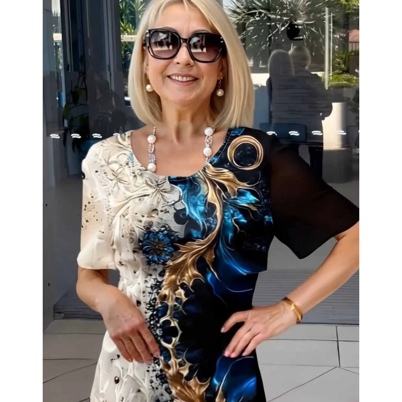 👗Letnia sukienka damska w trójwymiarowy kwiatowy wzór ✨