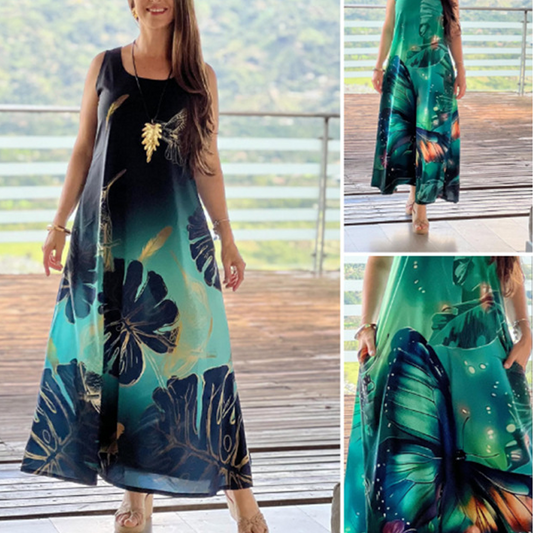 👗Sukienka bez rękawów z nadrukiem