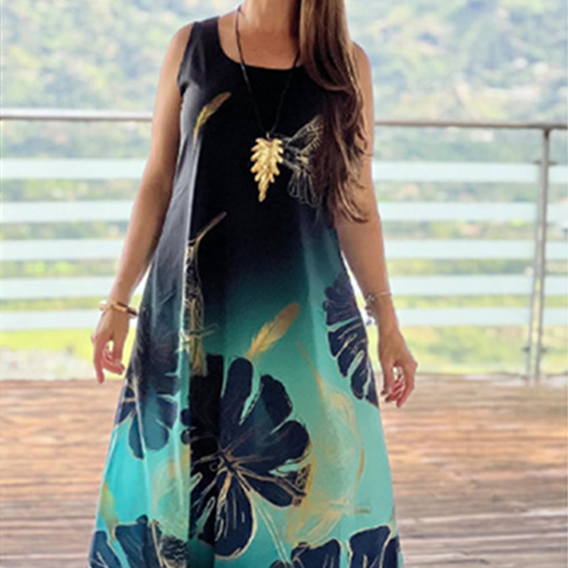 👗Sukienka bez rękawów z nadrukiem
