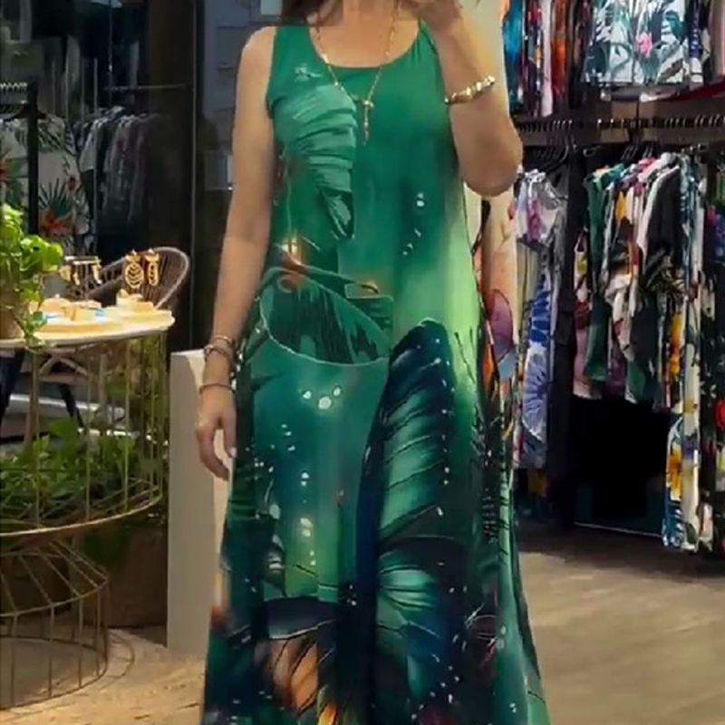 👗Sukienka bez rękawów z nadrukiem