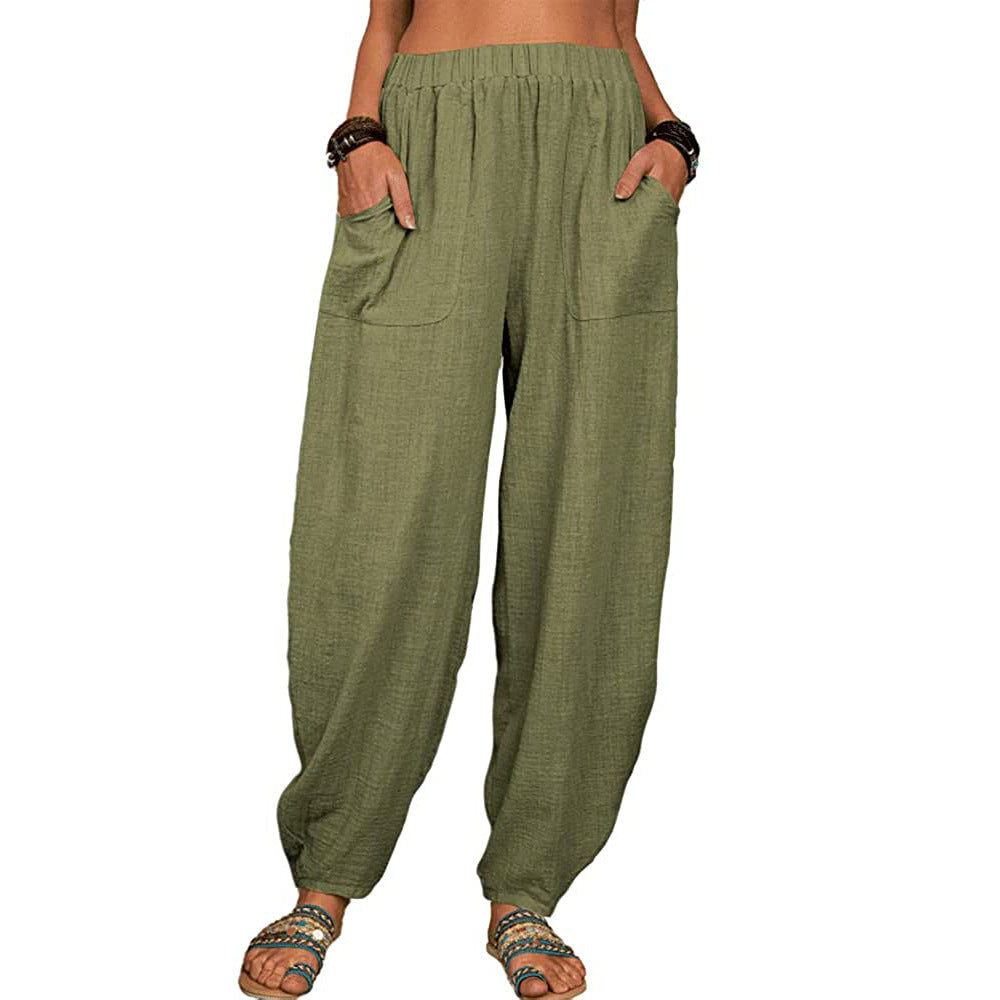 👚Damskie lniane i bawełniane spodnie z szerokimi nogawkami