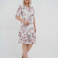 🌹Elegancka szyfonowa długa plisowana sukienka z krótkim rękawem