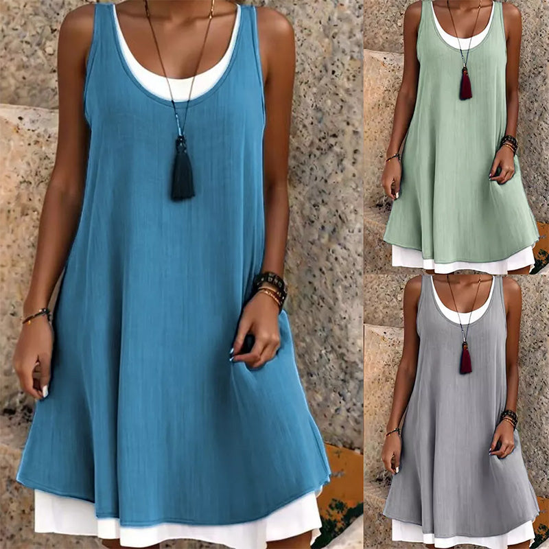 👗 Luźne dwuczęściowe sukienki bez rękawów i ramiączek