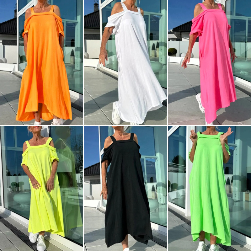 👗Damska sukienka maxi z odkrytymi ramionami