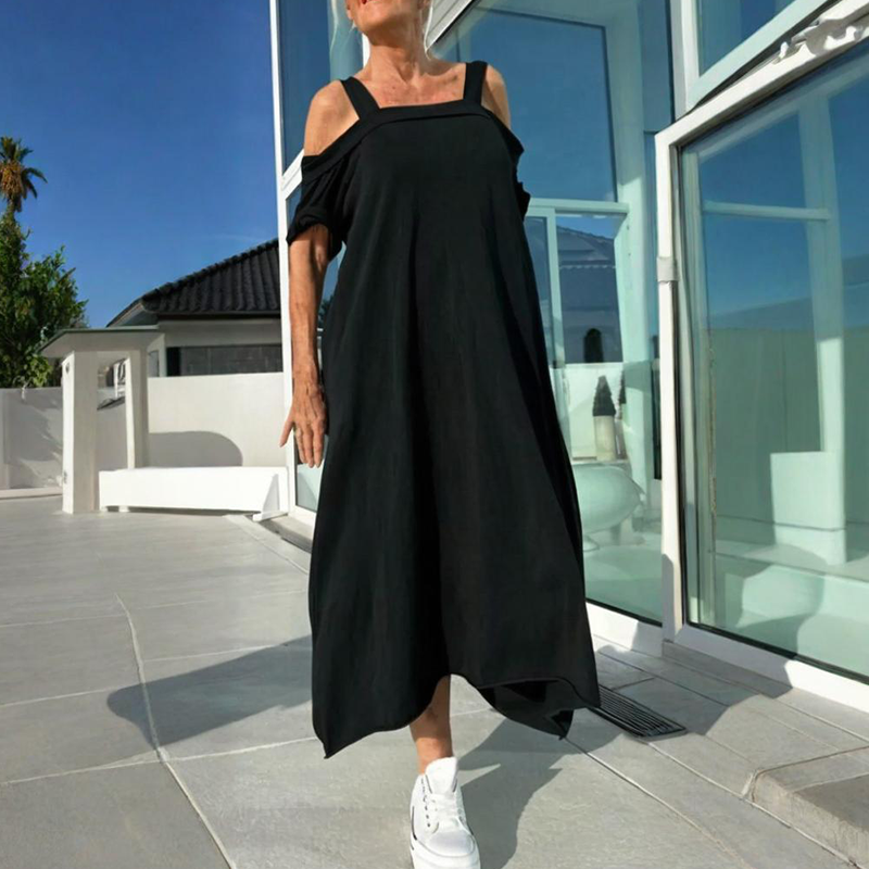 👗Damska sukienka maxi z odkrytymi ramionami