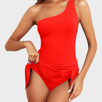 🔥👙Jednoczęściowy kostium kąpielowy na jedno ramię ze spódniczką