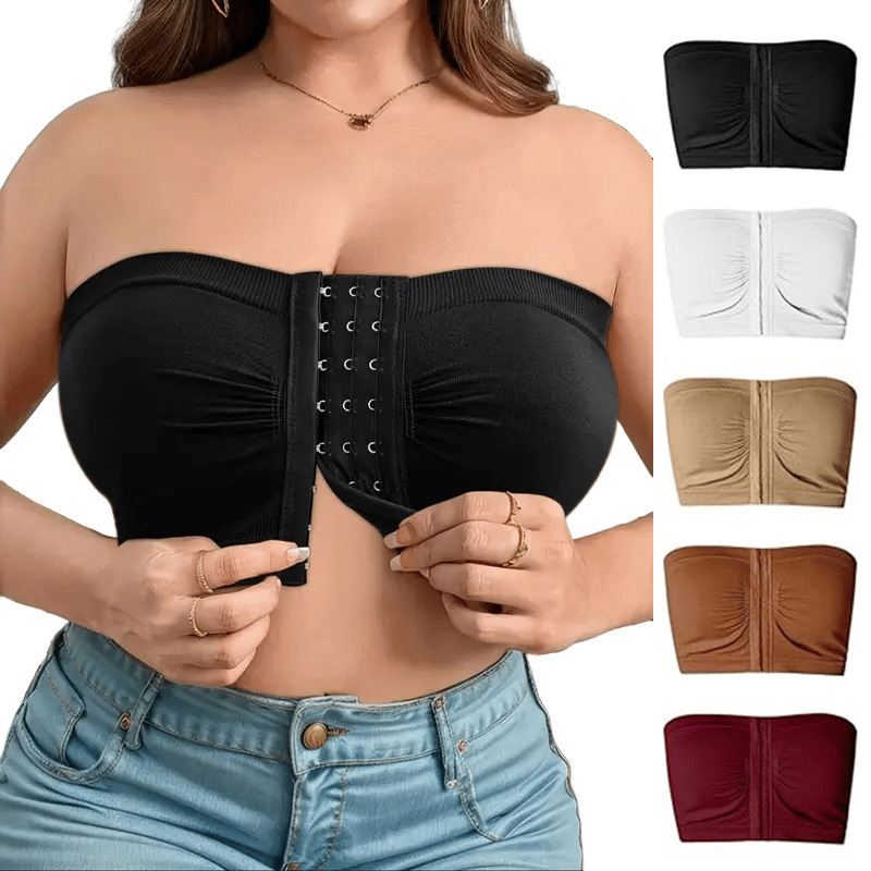 🔥👚Biustonosz bez ramiączek w dużym rozmiarze, zapinany z przodu na klamrę, oddychający