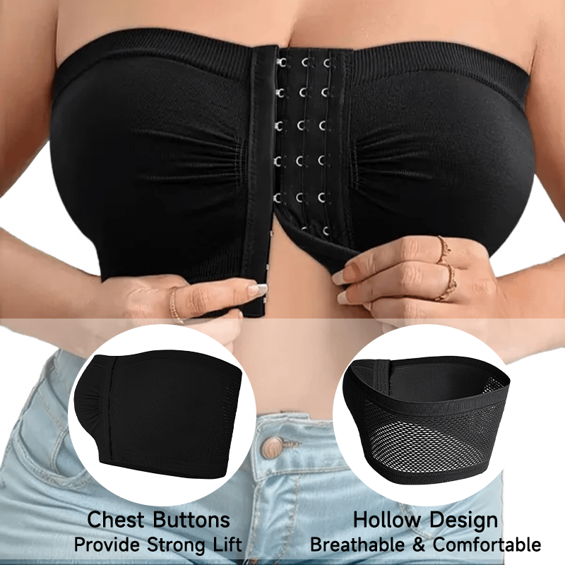 🔥👚Biustonosz bez ramiączek w dużym rozmiarze, zapinany z przodu na klamrę, oddychający