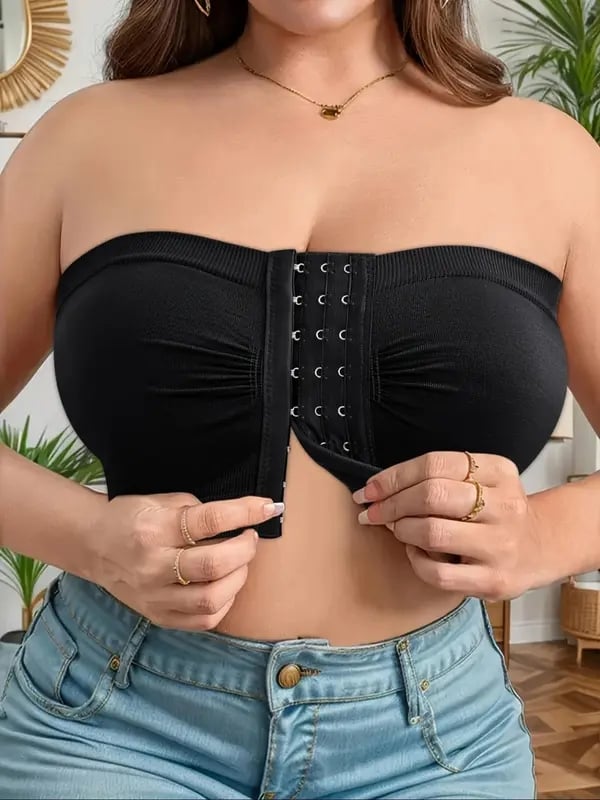 🔥👚Biustonosz bez ramiączek w dużym rozmiarze, zapinany z przodu na klamrę, oddychający