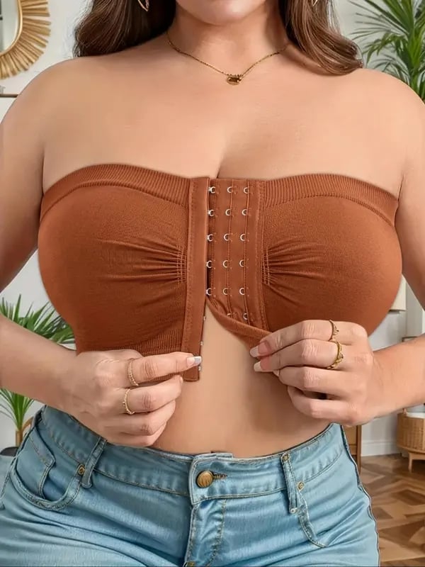 🔥👚Biustonosz bez ramiączek w dużym rozmiarze, zapinany z przodu na klamrę, oddychający
