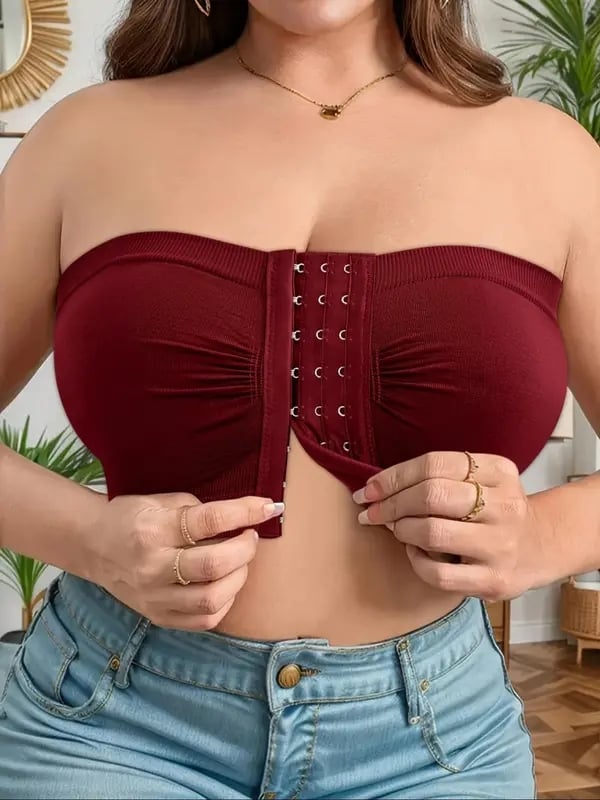 🔥👚Biustonosz bez ramiączek w dużym rozmiarze, zapinany z przodu na klamrę, oddychający