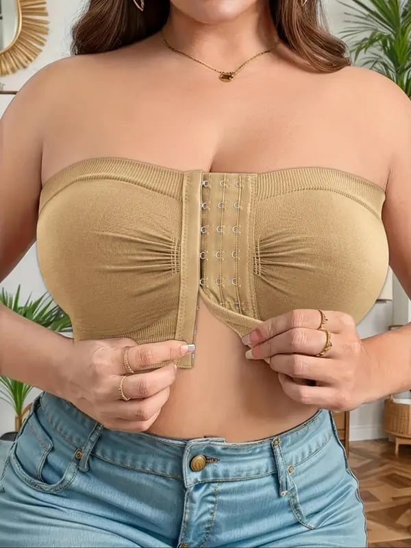 🔥👚Biustonosz bez ramiączek w dużym rozmiarze, zapinany z przodu na klamrę, oddychający