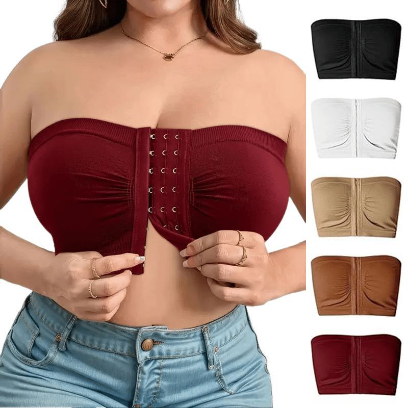 🔥👚Biustonosz bez ramiączek w dużym rozmiarze, zapinany z przodu na klamrę, oddychający