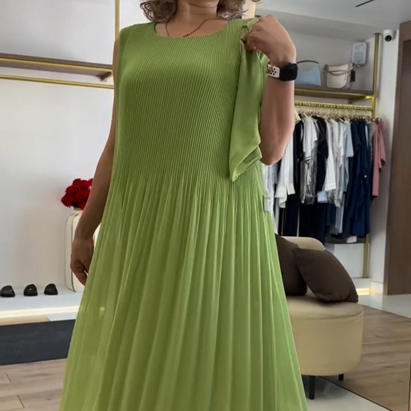 💃🏻 Damska modna szyfonowa sukienka bez rękawów z plisami